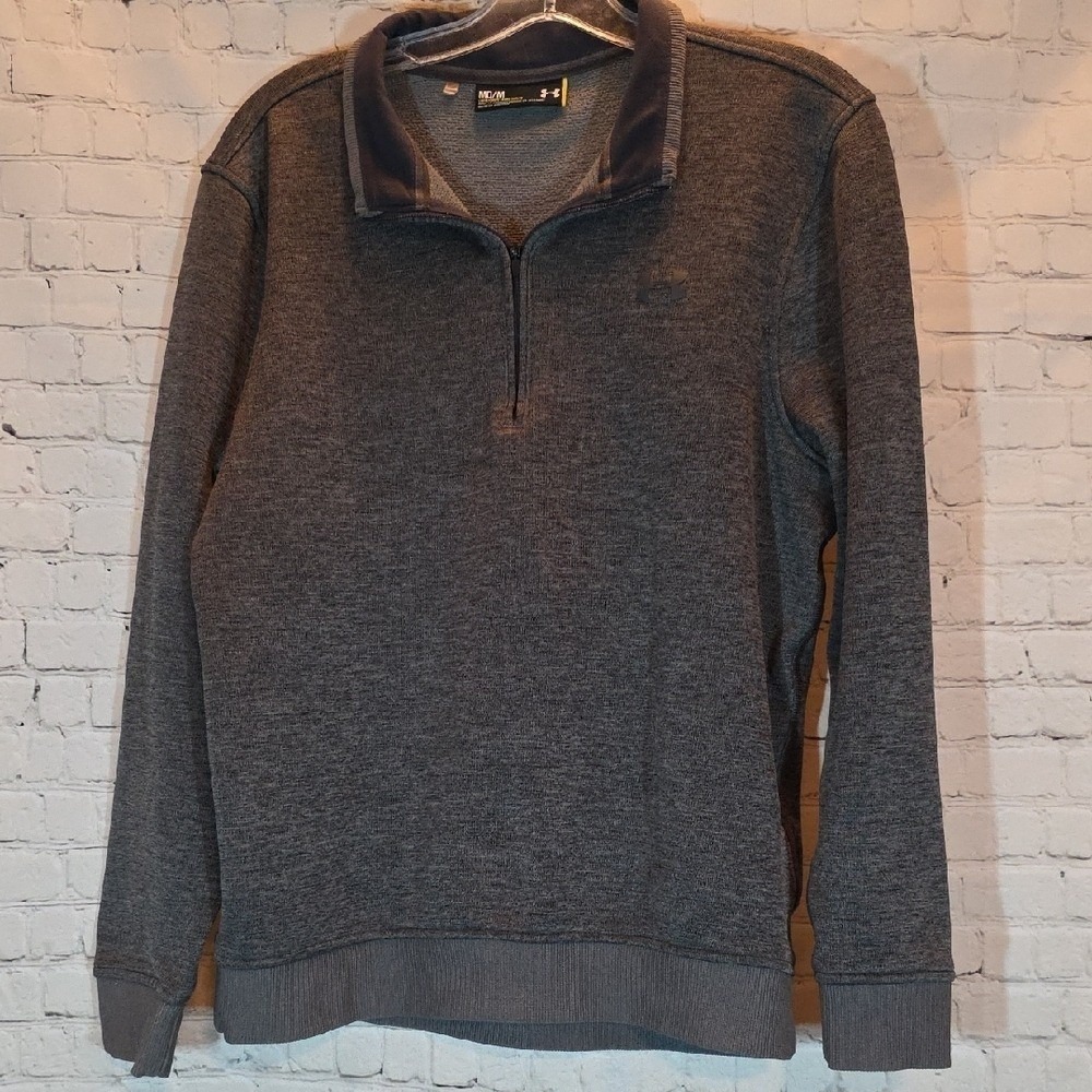 Under Armour Quarter-Zip‎ Pullover Mens Medium Grey Good Loose Fit Marled Knit